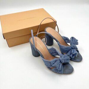Loeffler Randall Camellia Pleated Knot Sandal, Light Blue, Size 9